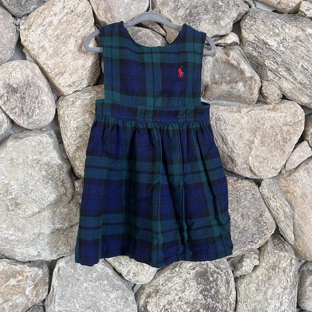 Ralph Lauren Dress Classic Plaid Cotton Sleeveless Blue Green Dress, Summer